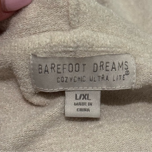 NEW Barefoot Dreams Cozy Chic Ultra Light Zip Up Hoodie In Stone L/XL - Picture 6 of 9